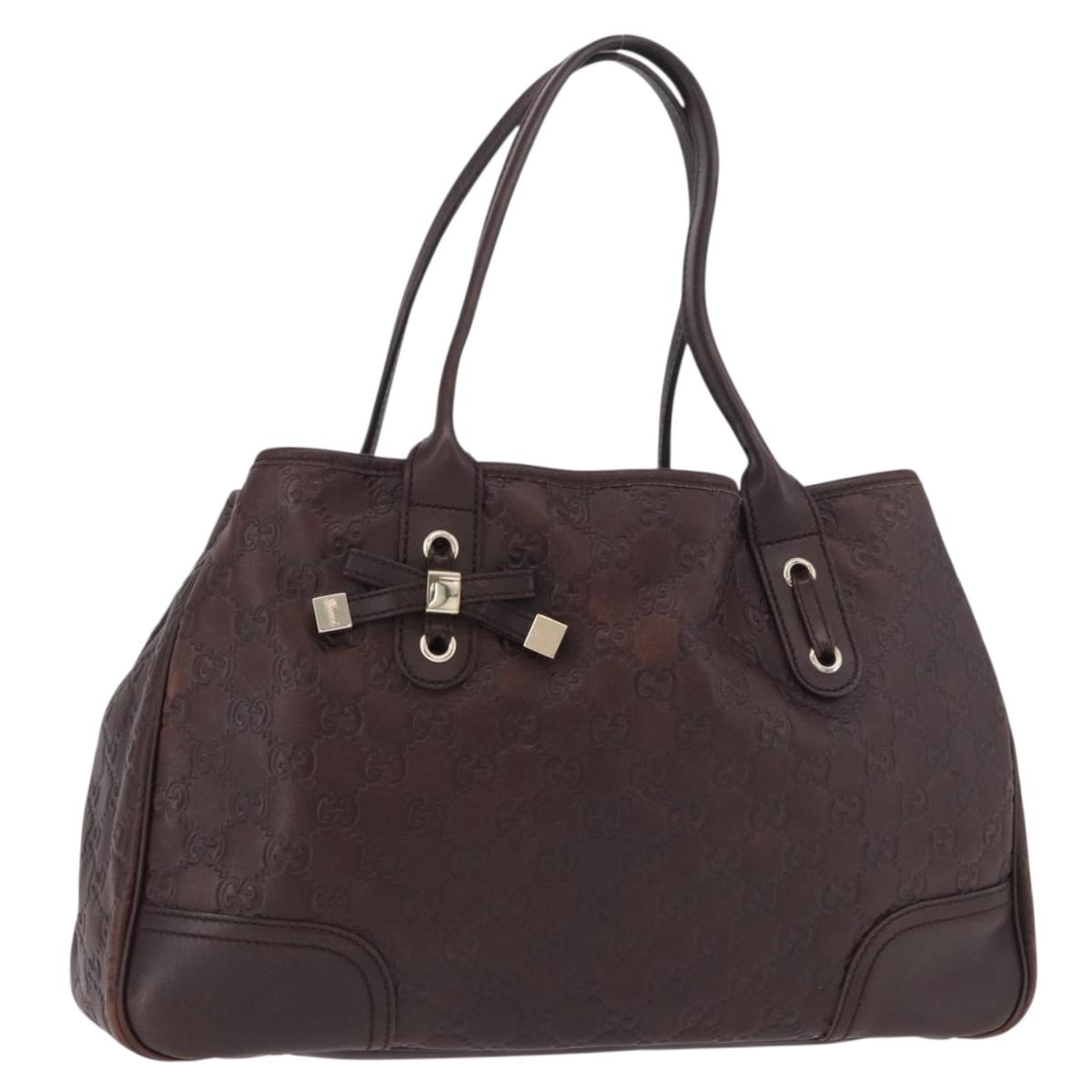 GUCCI GG Canvas Guccissima Princess Bag Leather Brown Gold 163805 Auth ka4928A