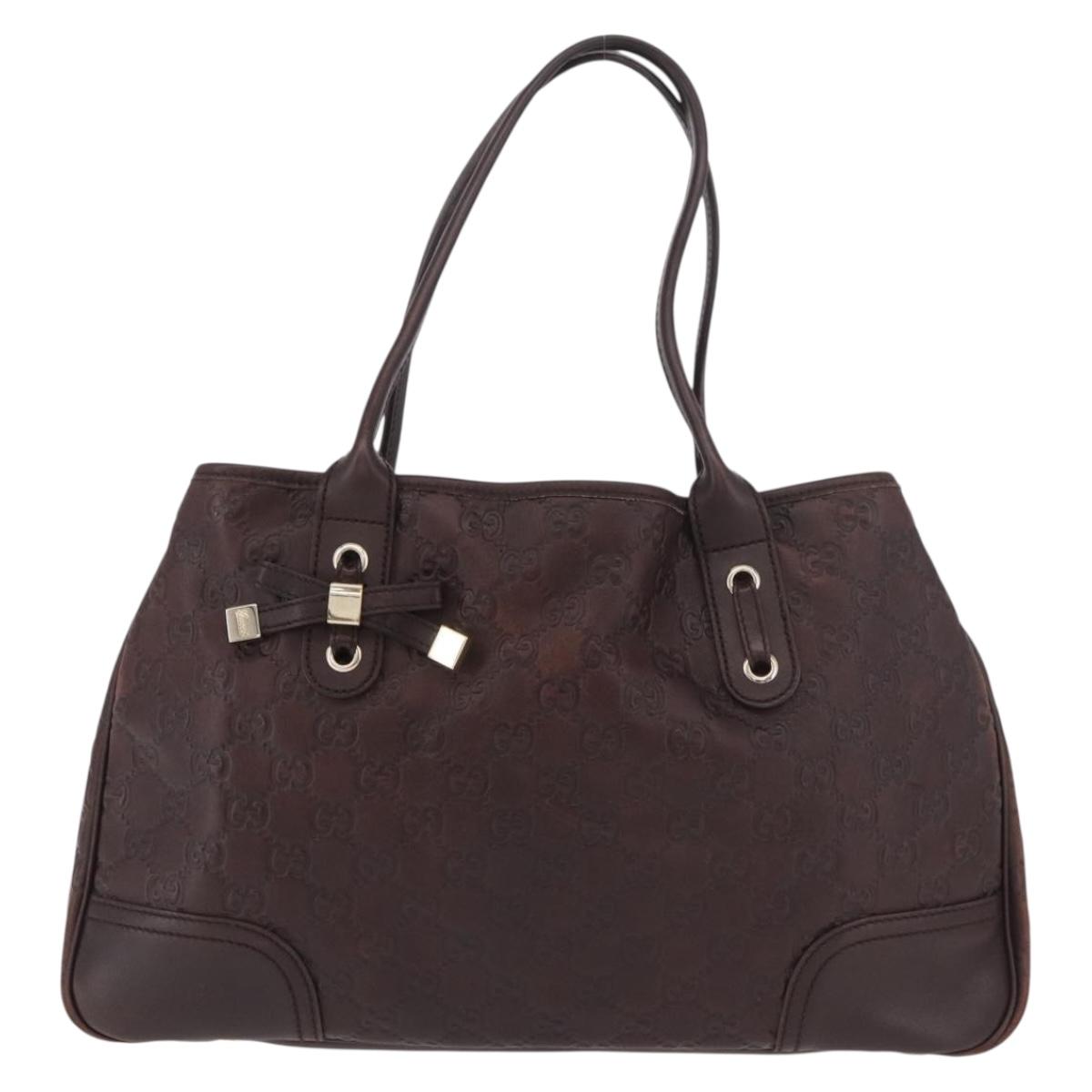 GUCCI GG Canvas Guccissima Princess Bag Leather Brown Gold 163805 Auth ka4928A