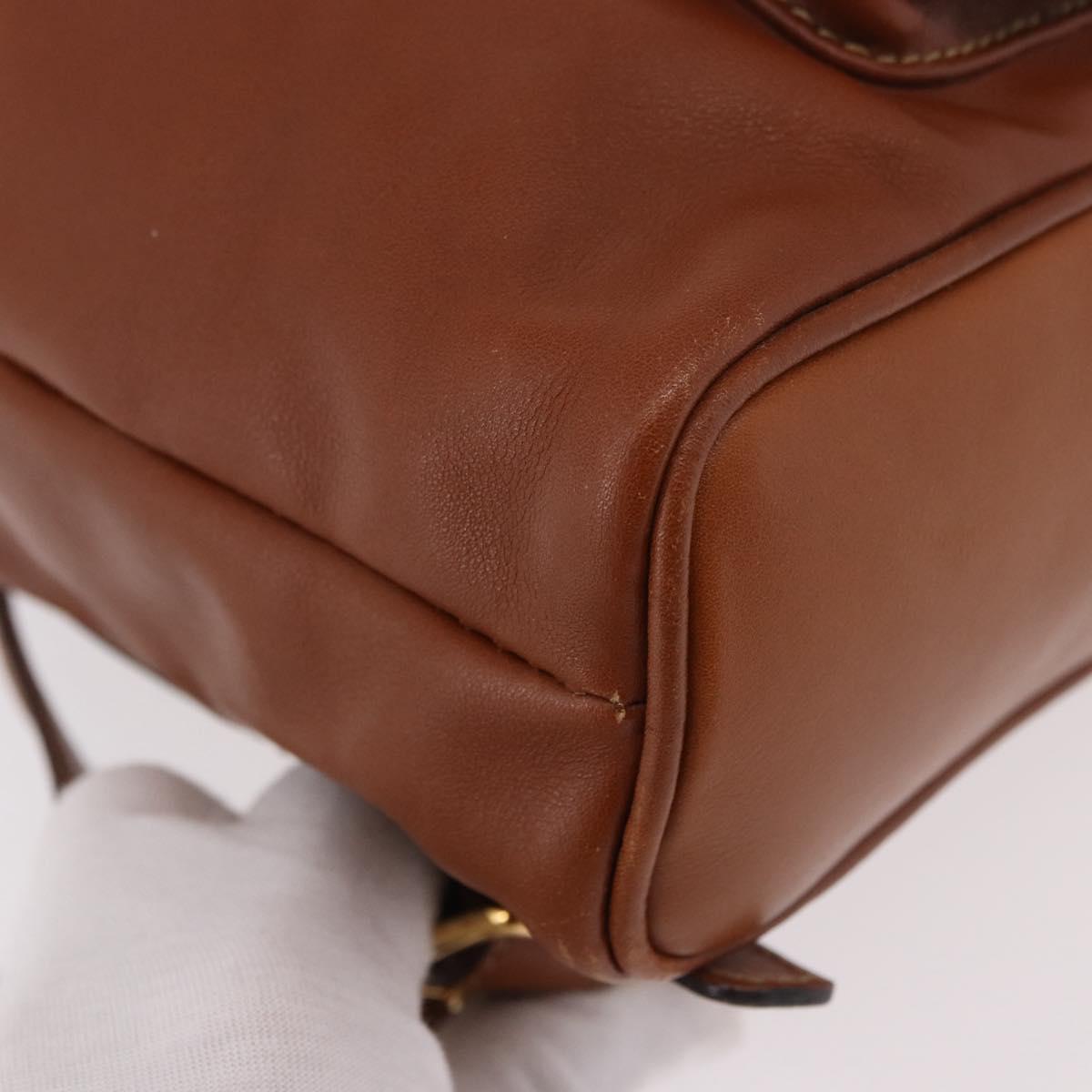 GUCCI Bamboo Backpack Leather Brown Gold 003 2058 0030 Auth ka4930