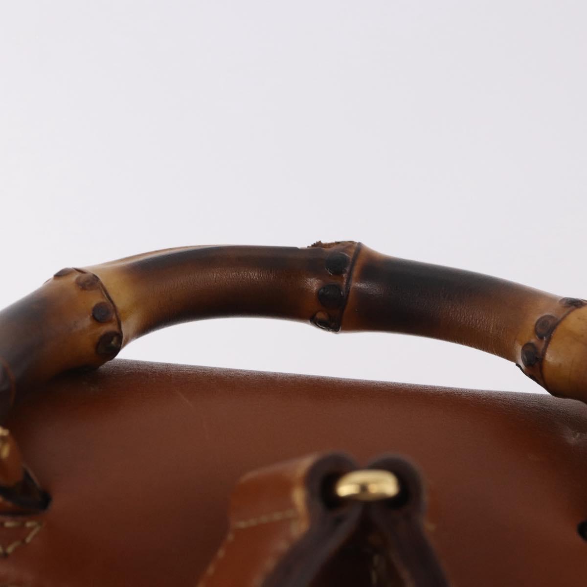 GUCCI Bamboo Backpack Leather Brown Gold 003 2058 0030 Auth ka4930