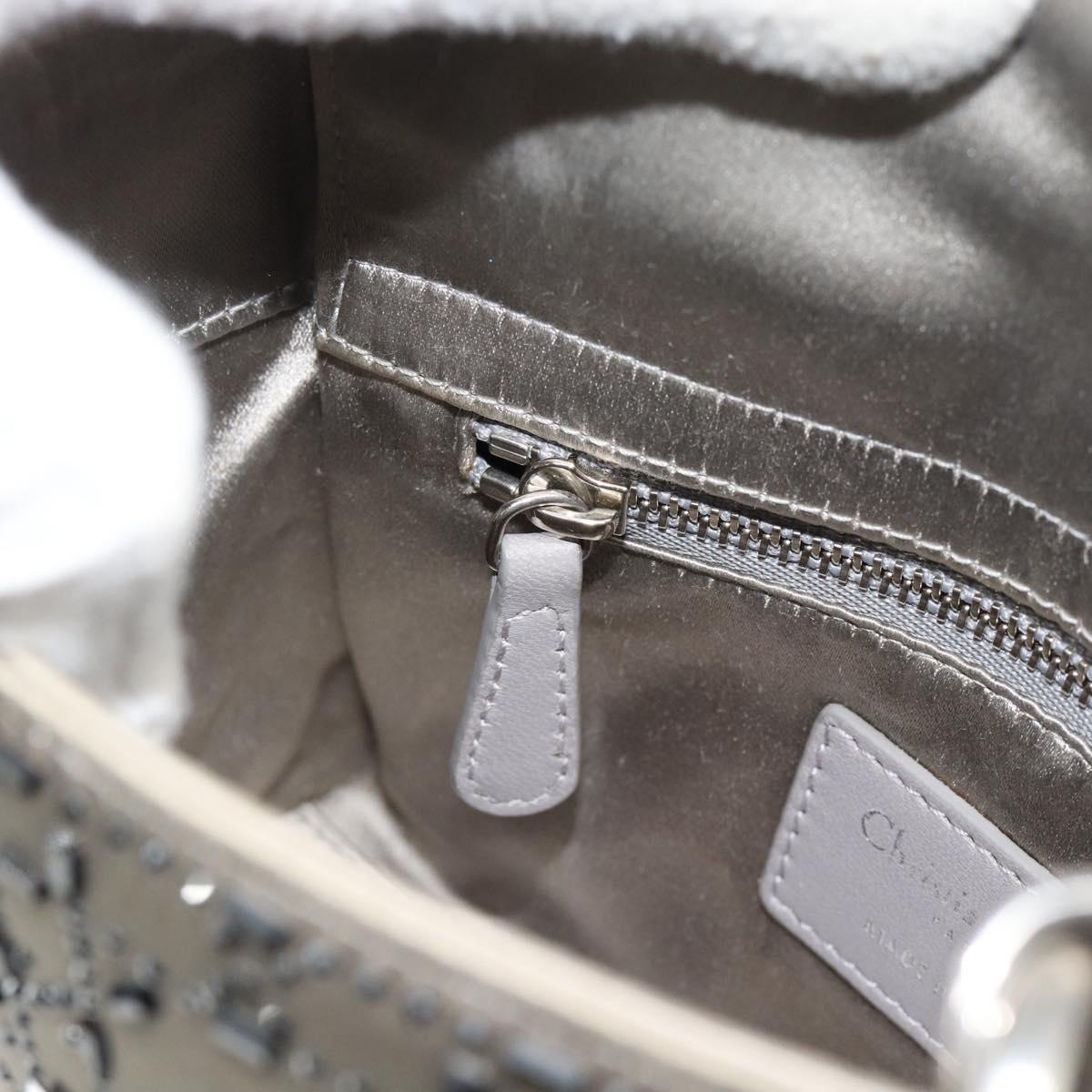 Christian Dior Lady Dior Canage Hand Bag Satin 2way Gray Silver Auth ka4931SAM