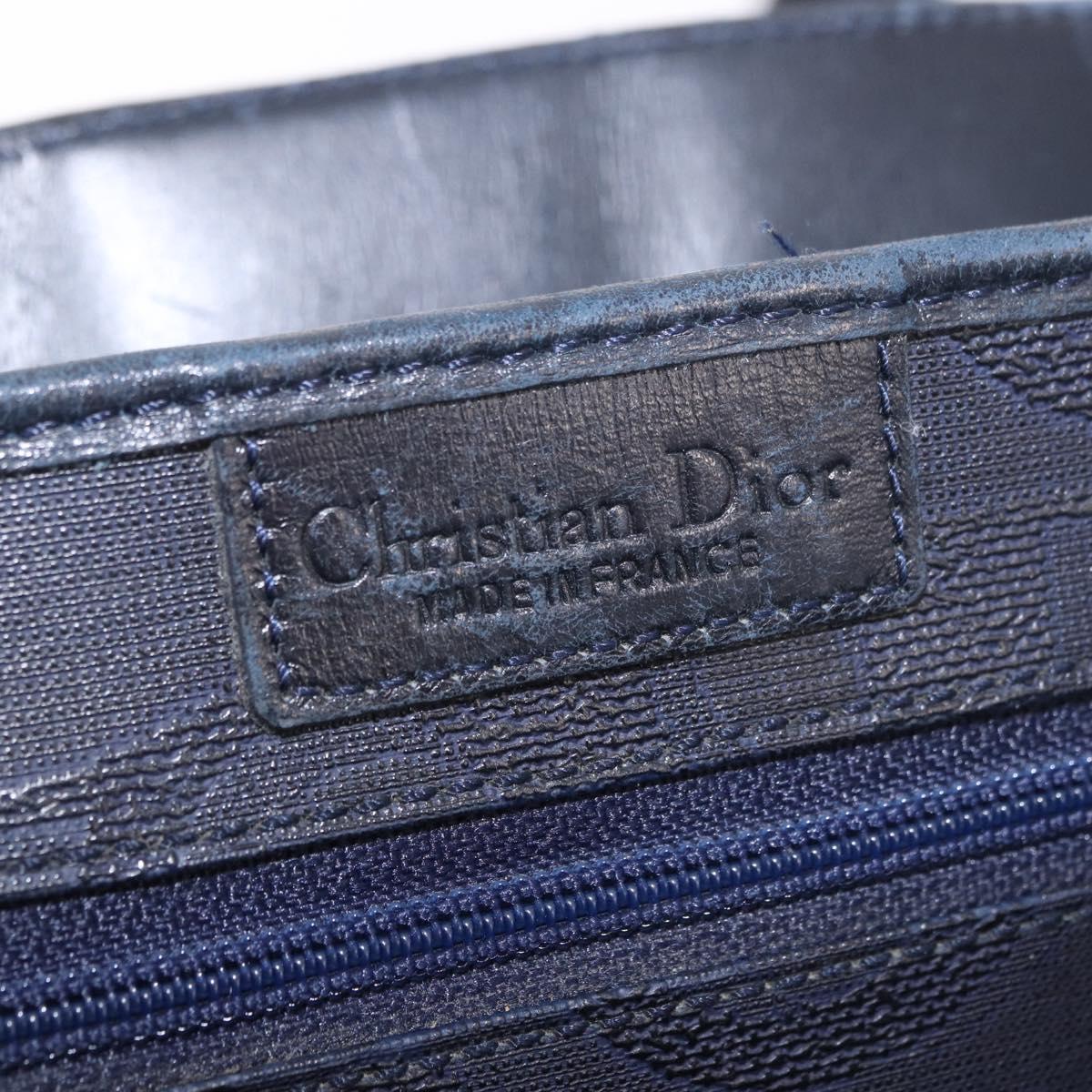 Christian Dior Trotter Canvas Tote Bag Navy Gold Auth ka4935