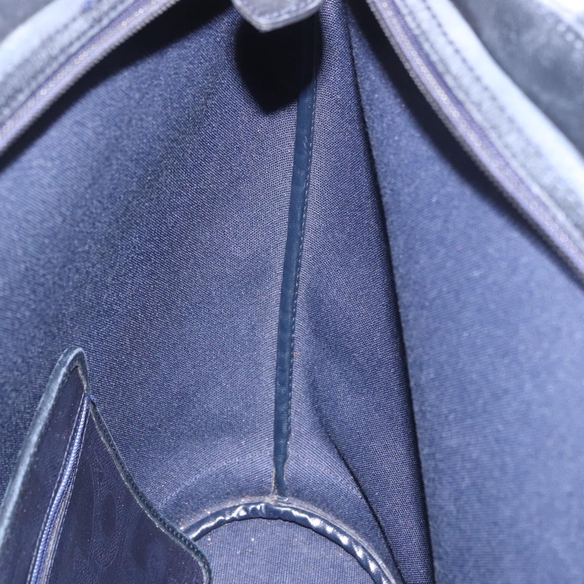 Christian Dior Trotter Canvas Tote Bag Navy Gold Auth ka4935