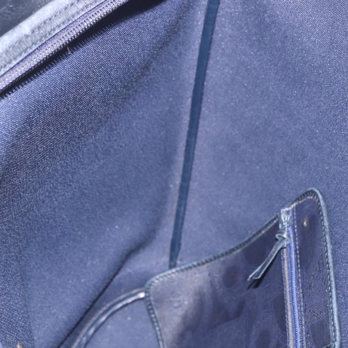 Christian Dior Trotter Canvas Tote Bag Navy Gold Auth ka4935