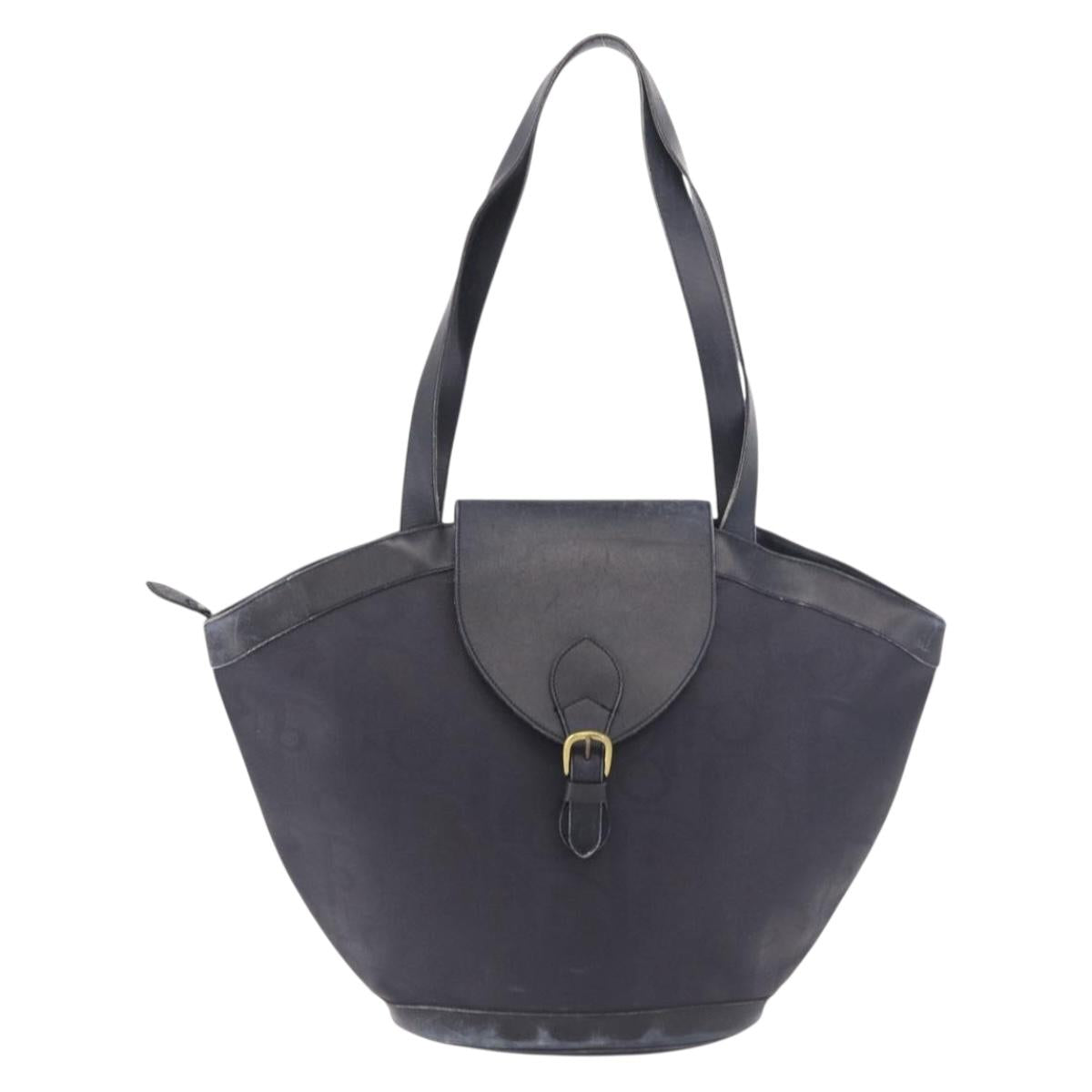 Christian Dior Trotter Canvas Tote Bag Navy Gold Auth ka4935