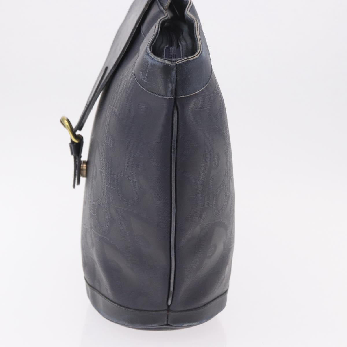 Christian Dior Trotter Canvas Tote Bag Navy Gold Auth ka4935