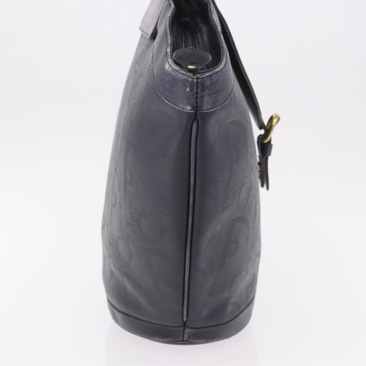 Christian Dior Trotter Canvas Tote Bag Navy Gold Auth ka4935