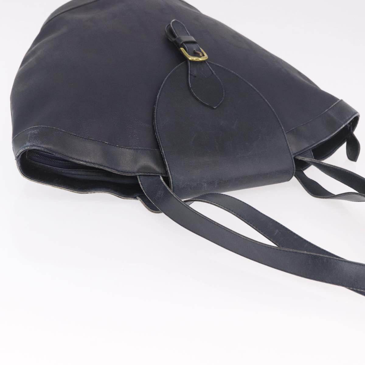 Christian Dior Trotter Canvas Tote Bag Navy Gold Auth ka4935