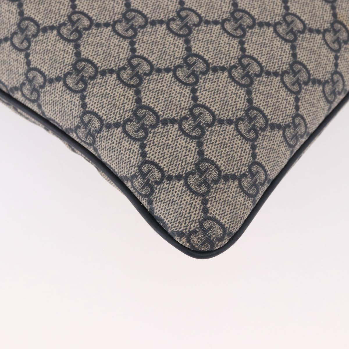 GUCCI GG Supreme Shoulder Bag PVC Navy Silver 201446 Auth ka4941