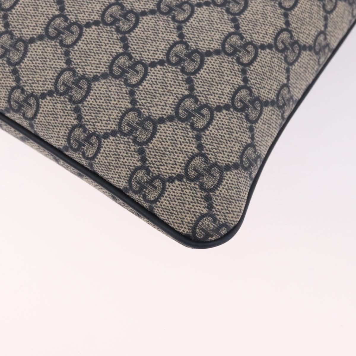 GUCCI GG Supreme Shoulder Bag PVC Navy Silver 201446 Auth ka4941