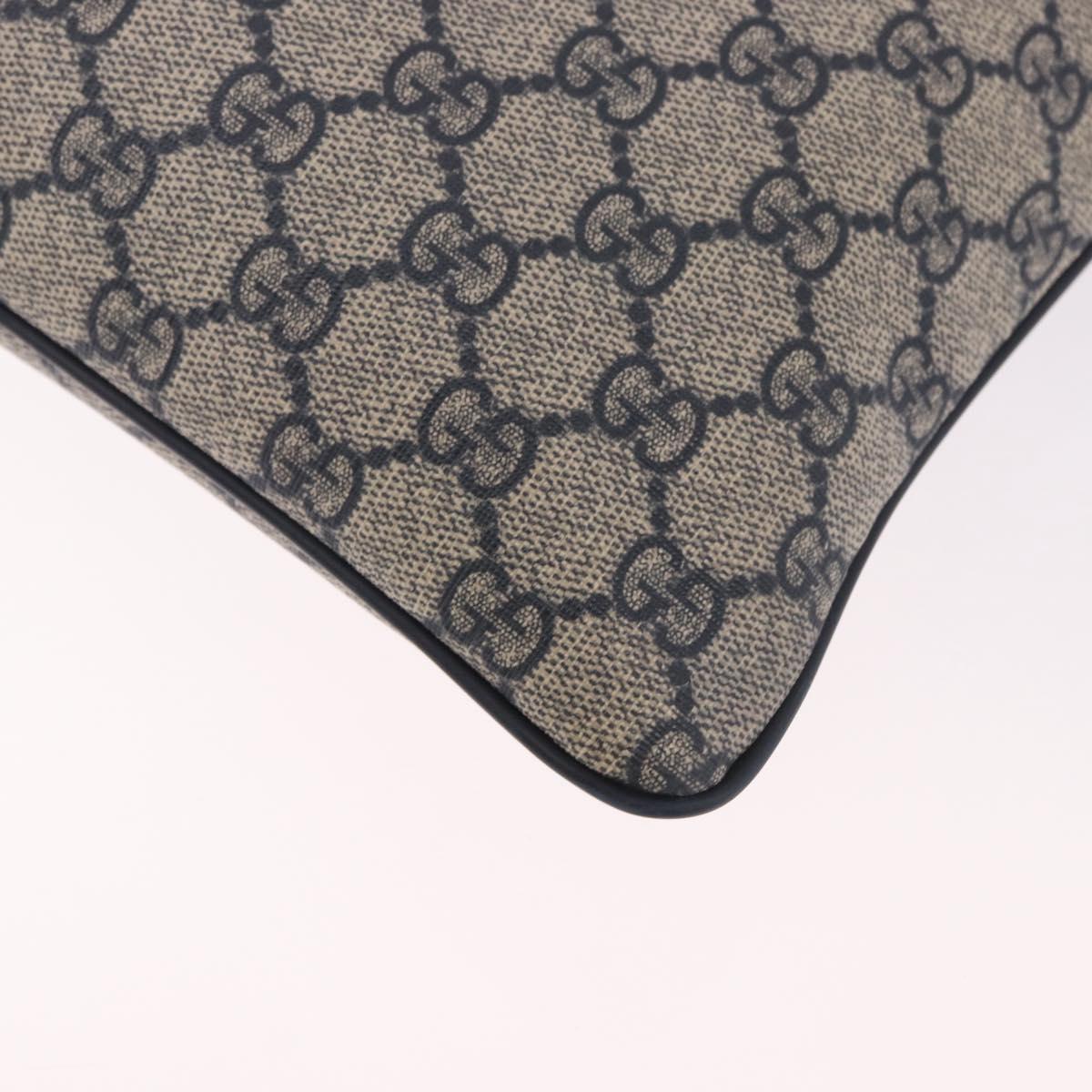 GUCCI GG Supreme Shoulder Bag PVC Navy Silver 201446 Auth ka4941