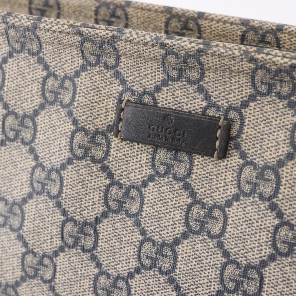 GUCCI GG Supreme Shoulder Bag PVC Navy Silver 201446 Auth ka4941
