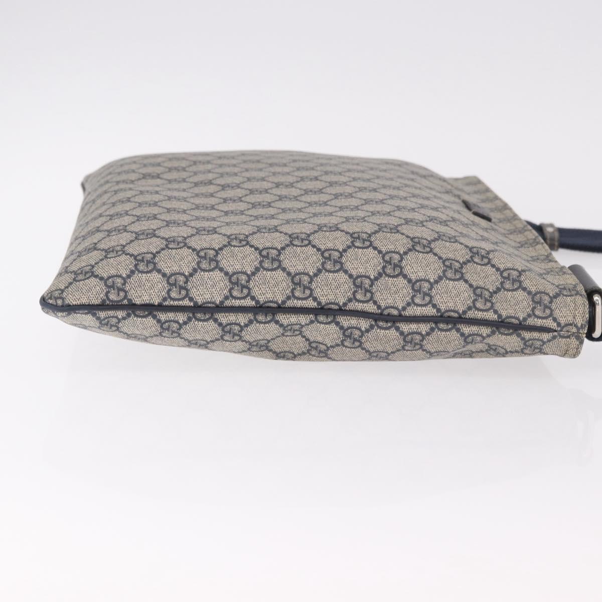 GUCCI GG Supreme Shoulder Bag PVC Navy Silver 201446 Auth ka4941