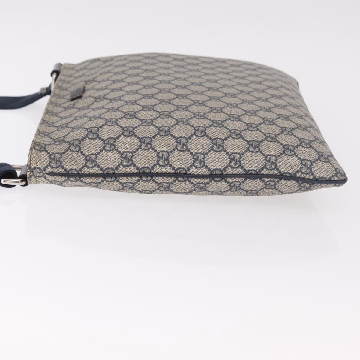 GUCCI GG Supreme Shoulder Bag PVC Navy Silver 201446 Auth ka4941
