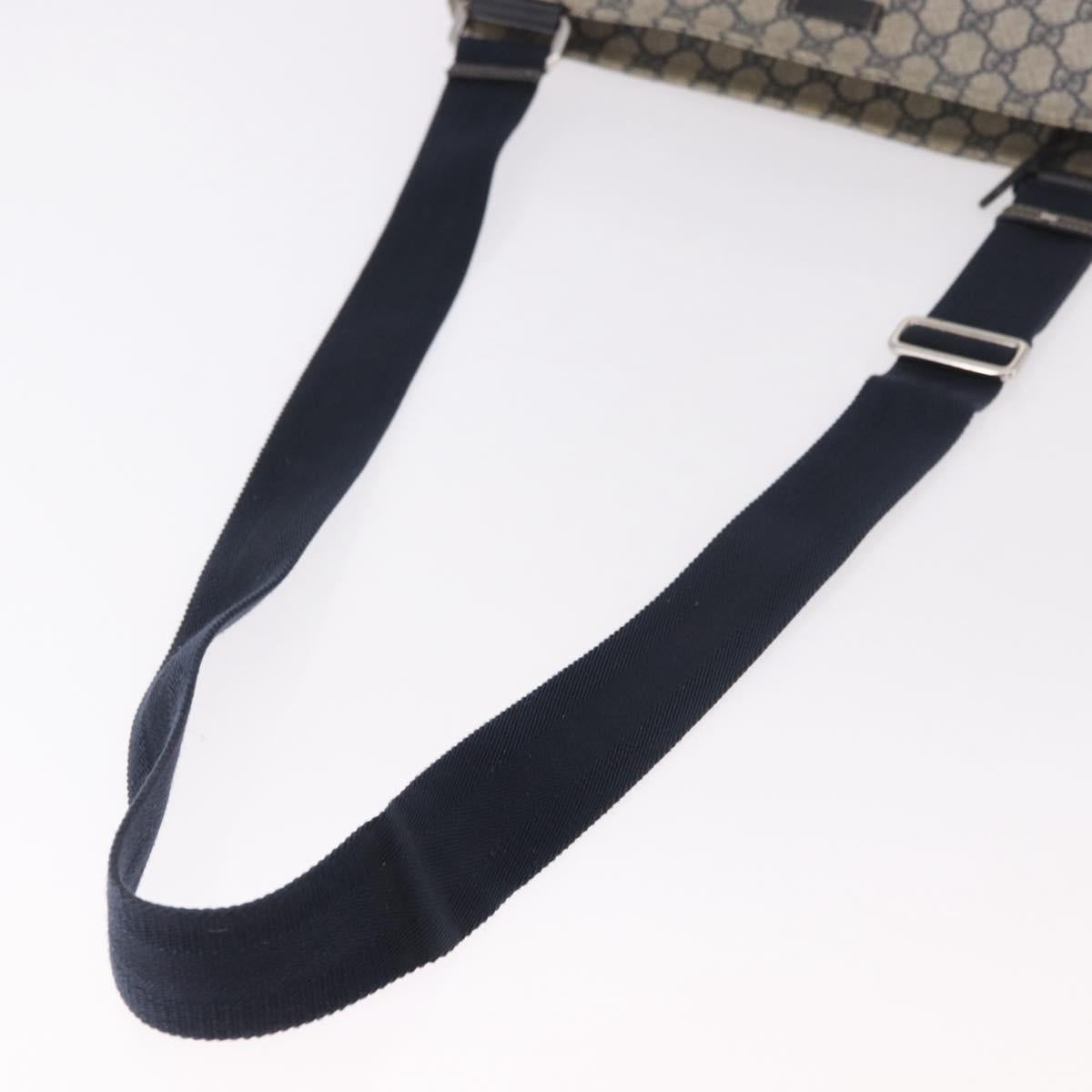 GUCCI GG Supreme Shoulder Bag PVC Navy Silver 201446 Auth ka4941