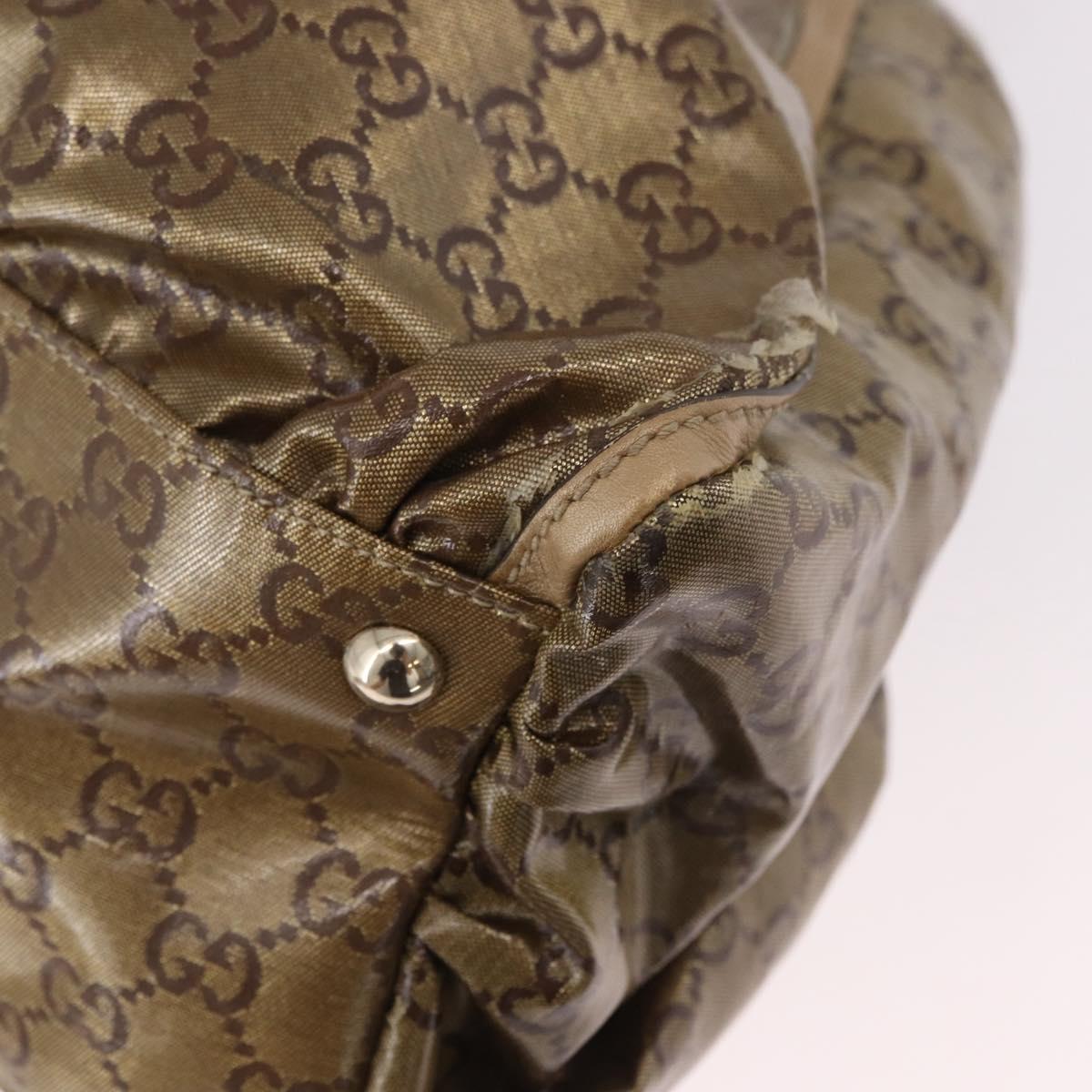 GUCCI GG Crystal Hand Bag Coated Canvas Gold 189835 Auth ka4942