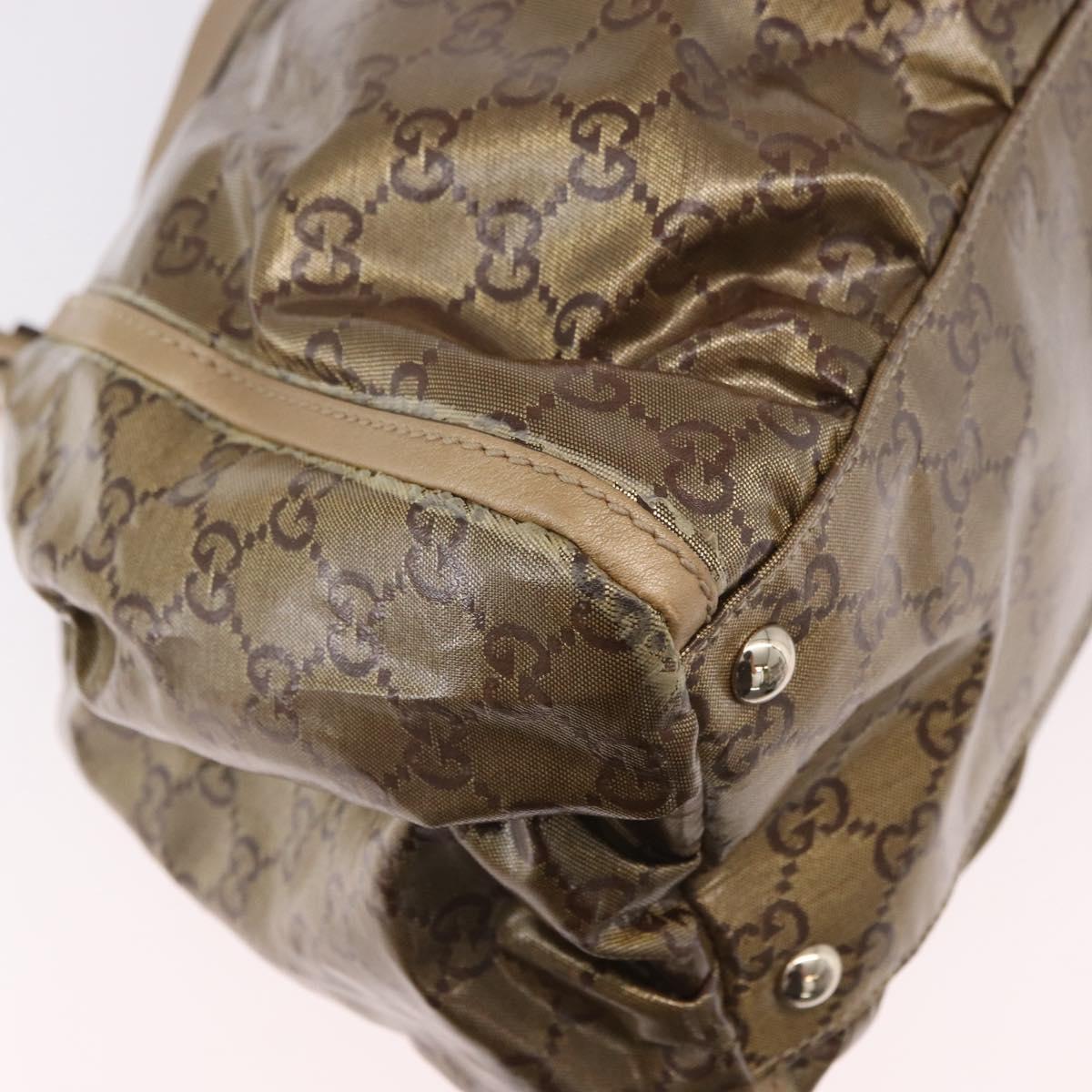 GUCCI GG Crystal Hand Bag Coated Canvas Gold 189835 Auth ka4942