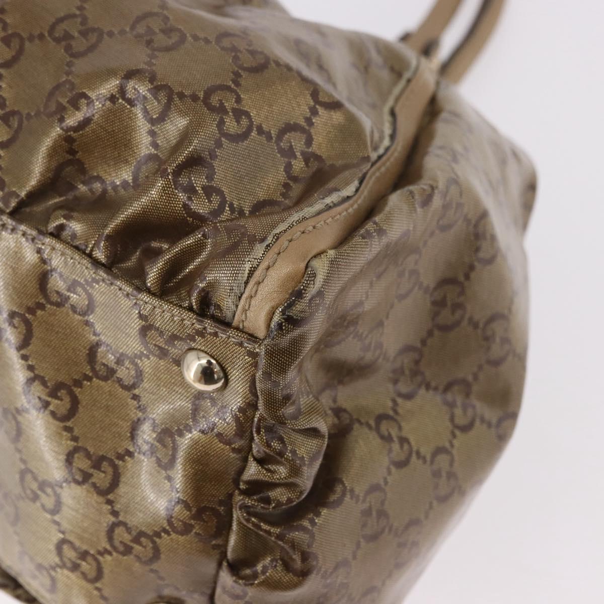 GUCCI GG Crystal Hand Bag Coated Canvas Gold 189835 Auth ka4942