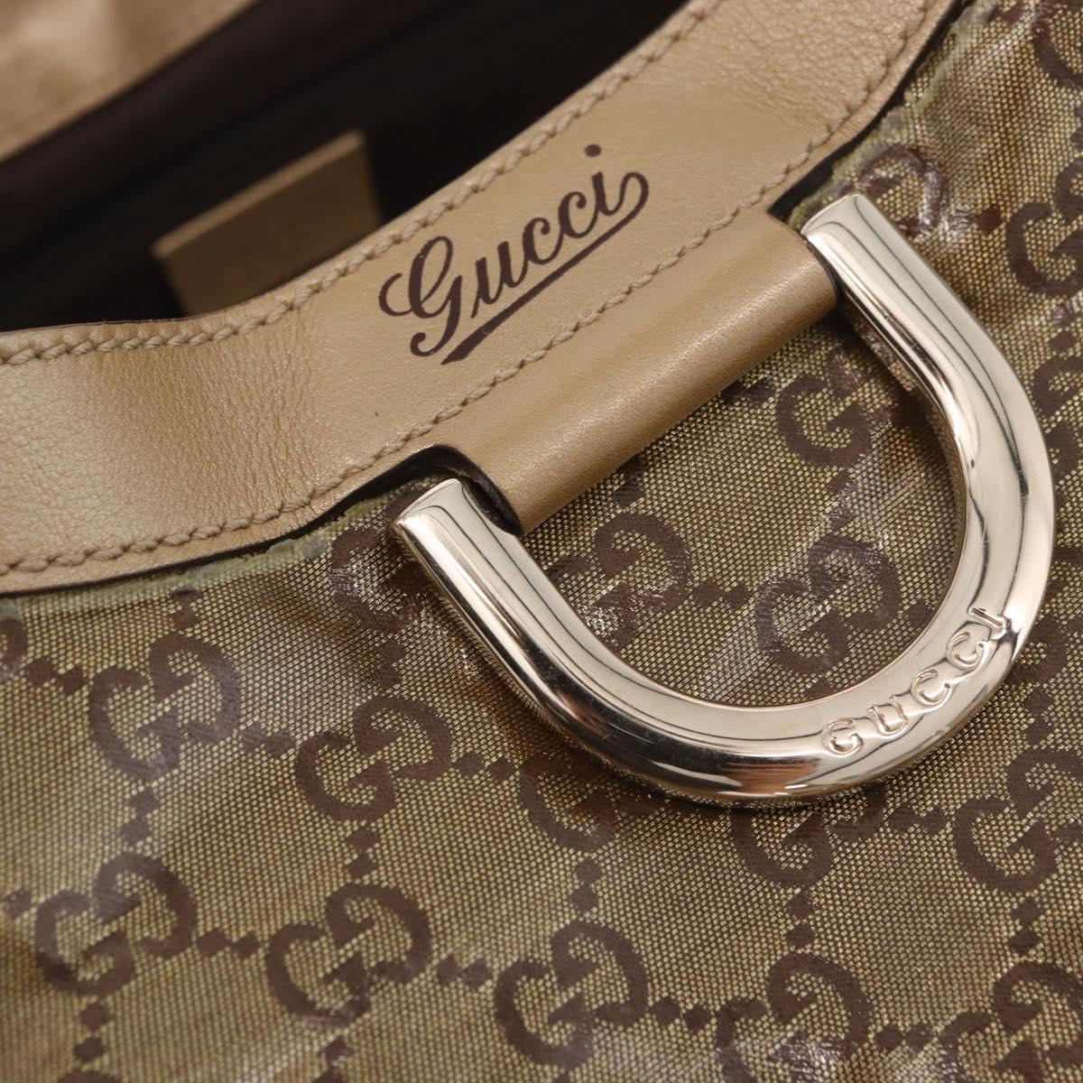 GUCCI GG Crystal Hand Bag Coated Canvas Gold 189835 Auth ka4942