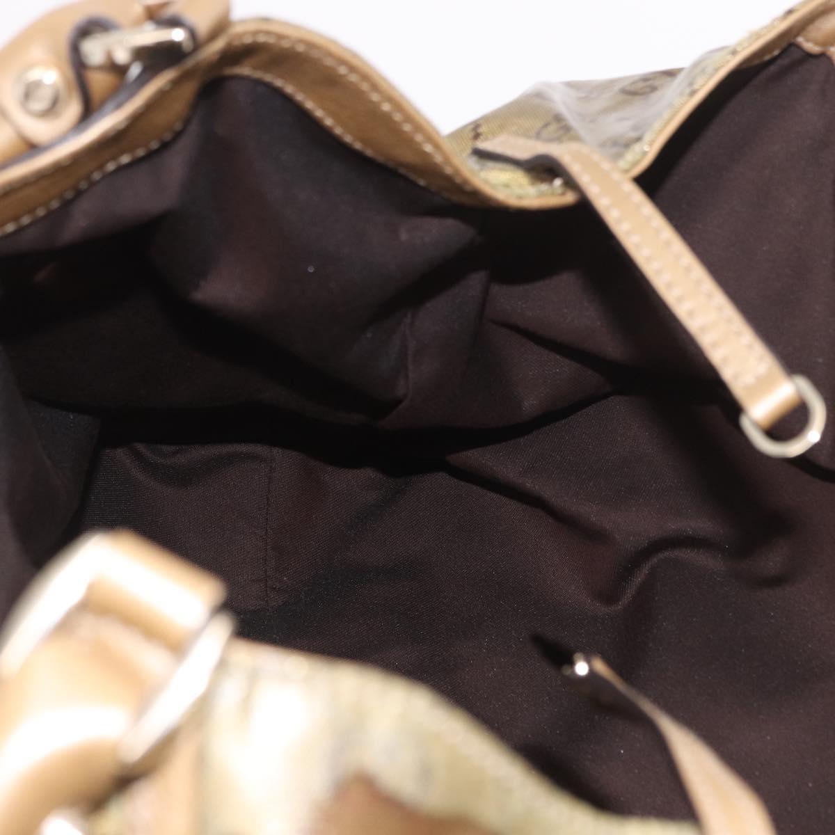 GUCCI GG Crystal Hand Bag Coated Canvas Gold 189835 Auth ka4942