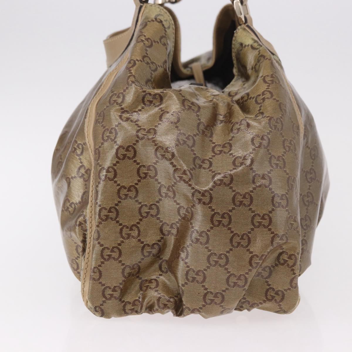 GUCCI GG Crystal Hand Bag Coated Canvas Gold 189835 Auth ka4942
