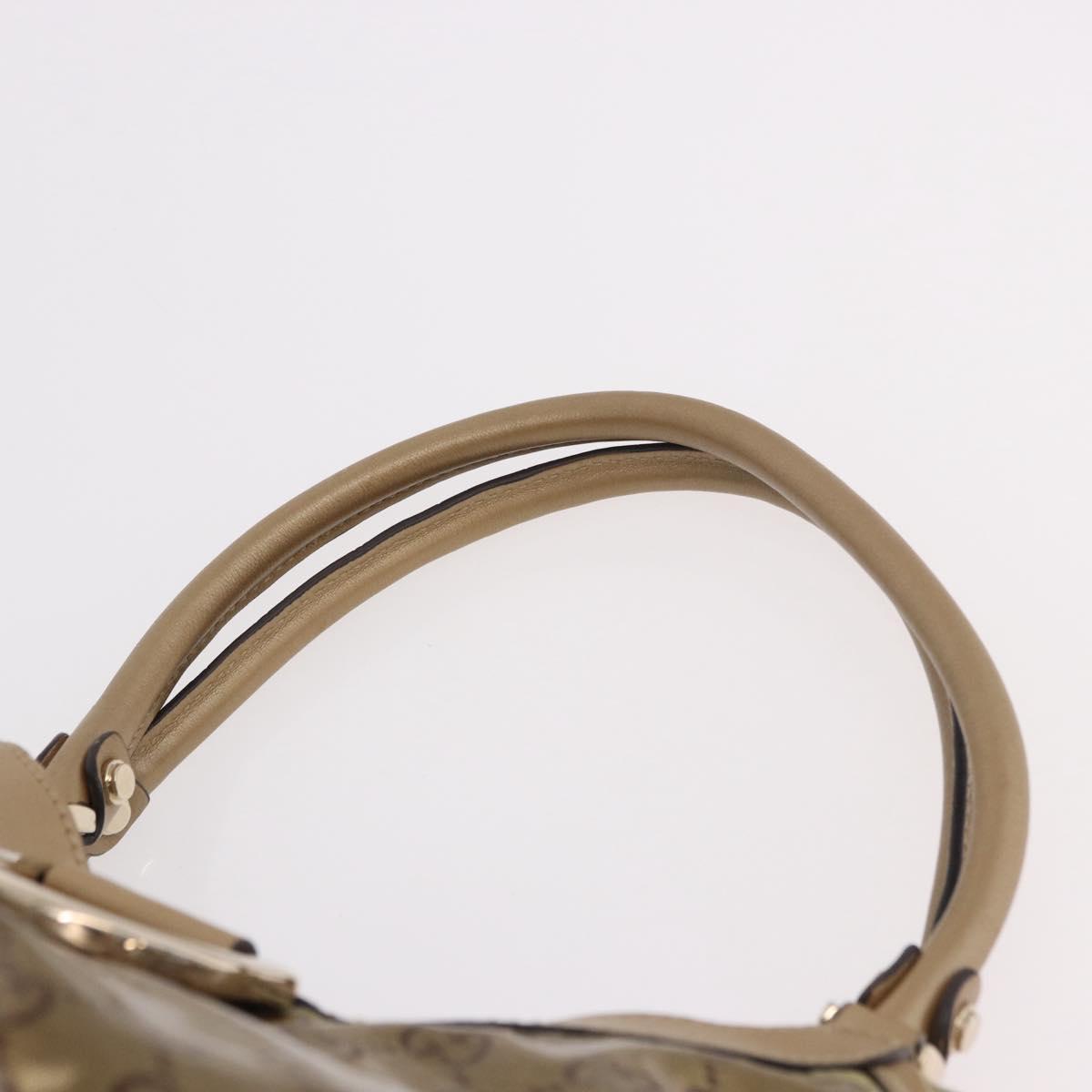GUCCI GG Crystal Hand Bag Coated Canvas Gold 189835 Auth ka4942
