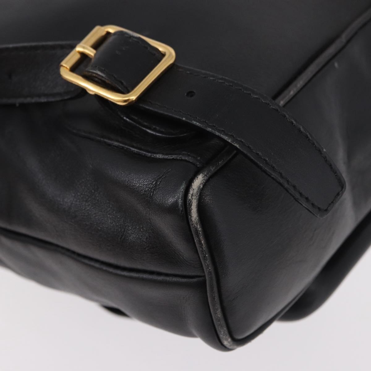 GUCCI Bamboo Backpack Leather Black Gold 003 2034 0030 Auth ka4944