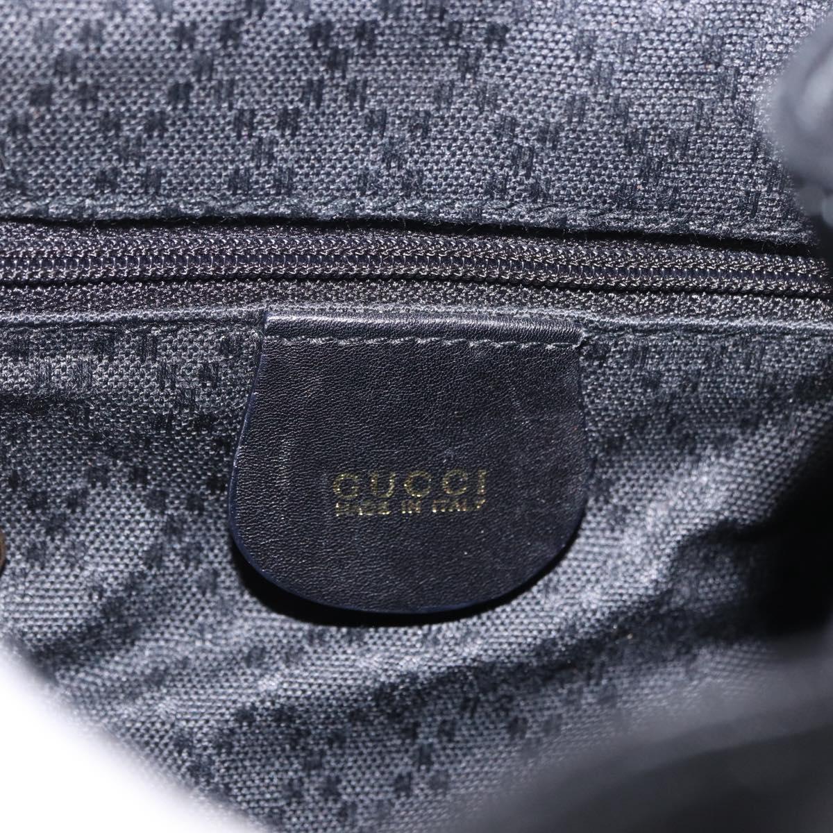 GUCCI Bamboo Backpack Leather Black Gold 003 2034 0030 Auth ka4944