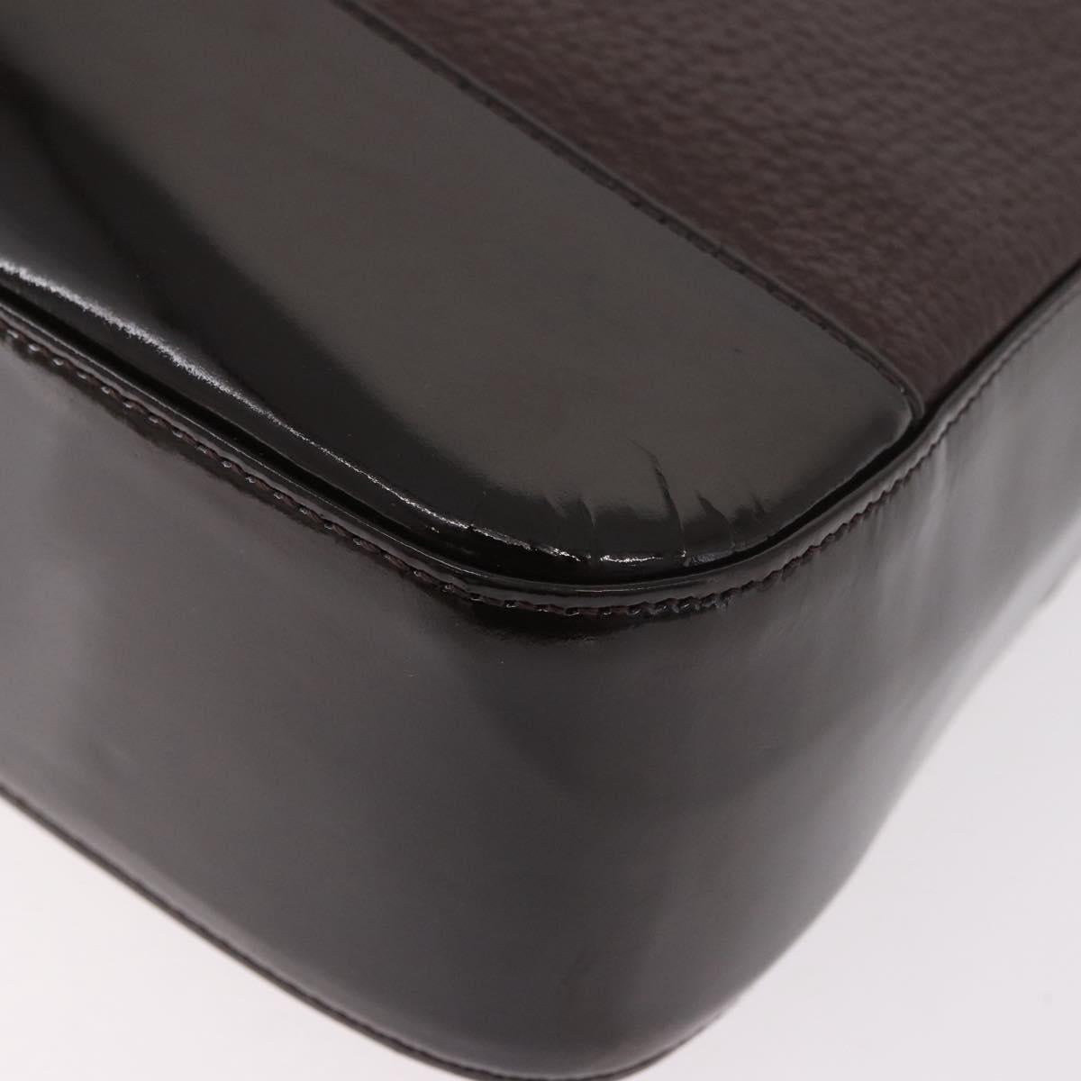 VERSACE Shoulder Bag Leather Brown Gold Auth ka4945