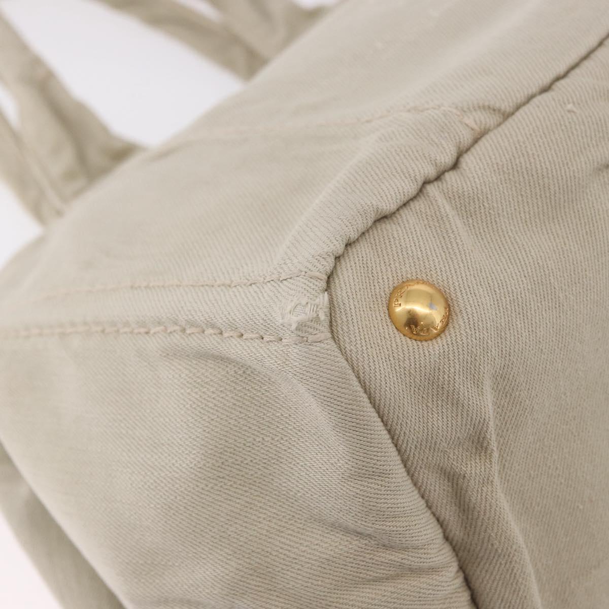 PRADA Canapa MM Hand Bag Canvas Gray Gold Auth ka4948