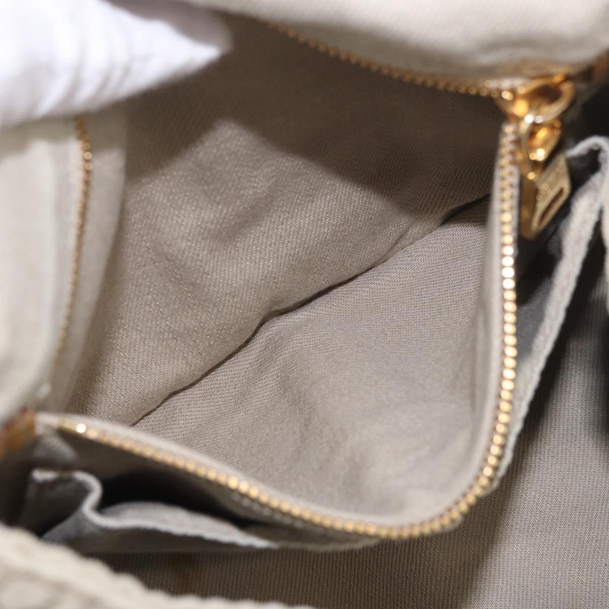 PRADA Canapa MM Hand Bag Canvas Gray Gold Auth ka4948