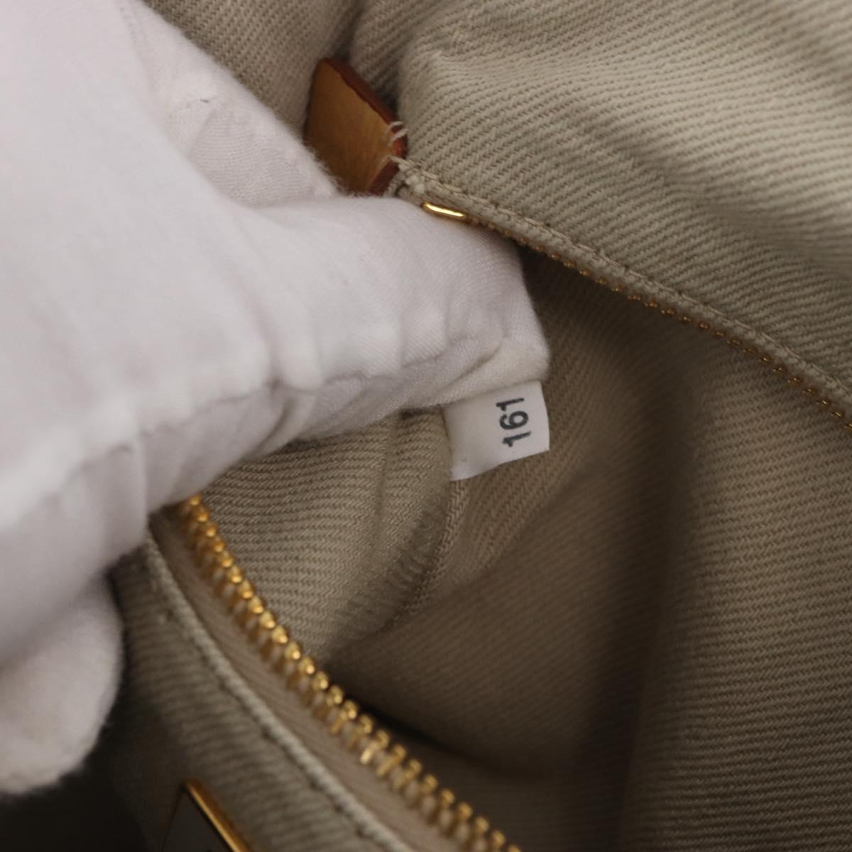 PRADA Canapa MM Hand Bag Canvas Gray Gold Auth ka4948