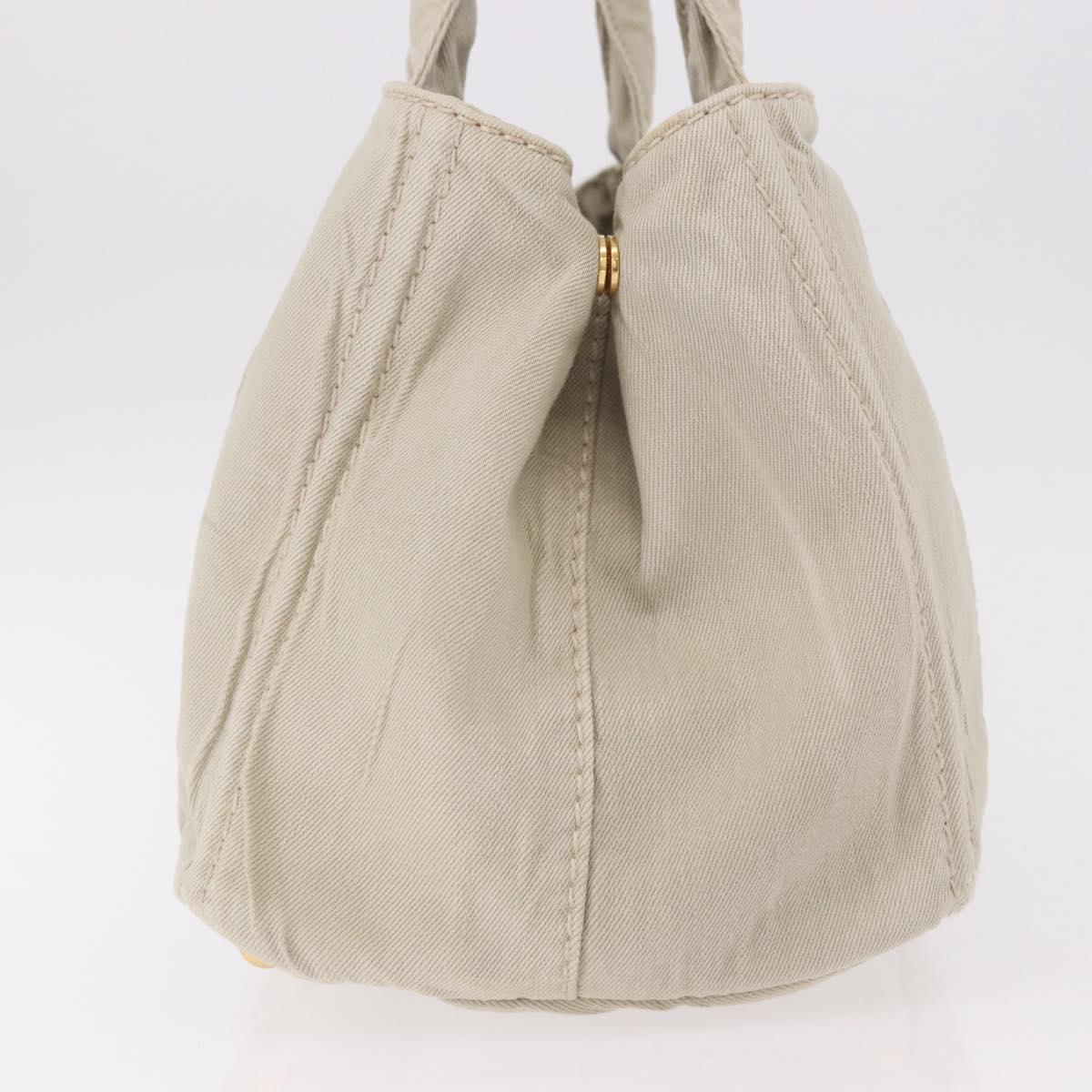 PRADA Canapa MM Hand Bag Canvas Gray Gold Auth ka4948