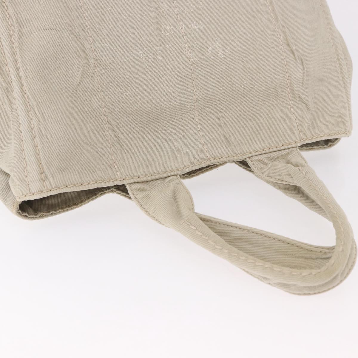 PRADA Canapa MM Hand Bag Canvas Gray Gold Auth ka4948