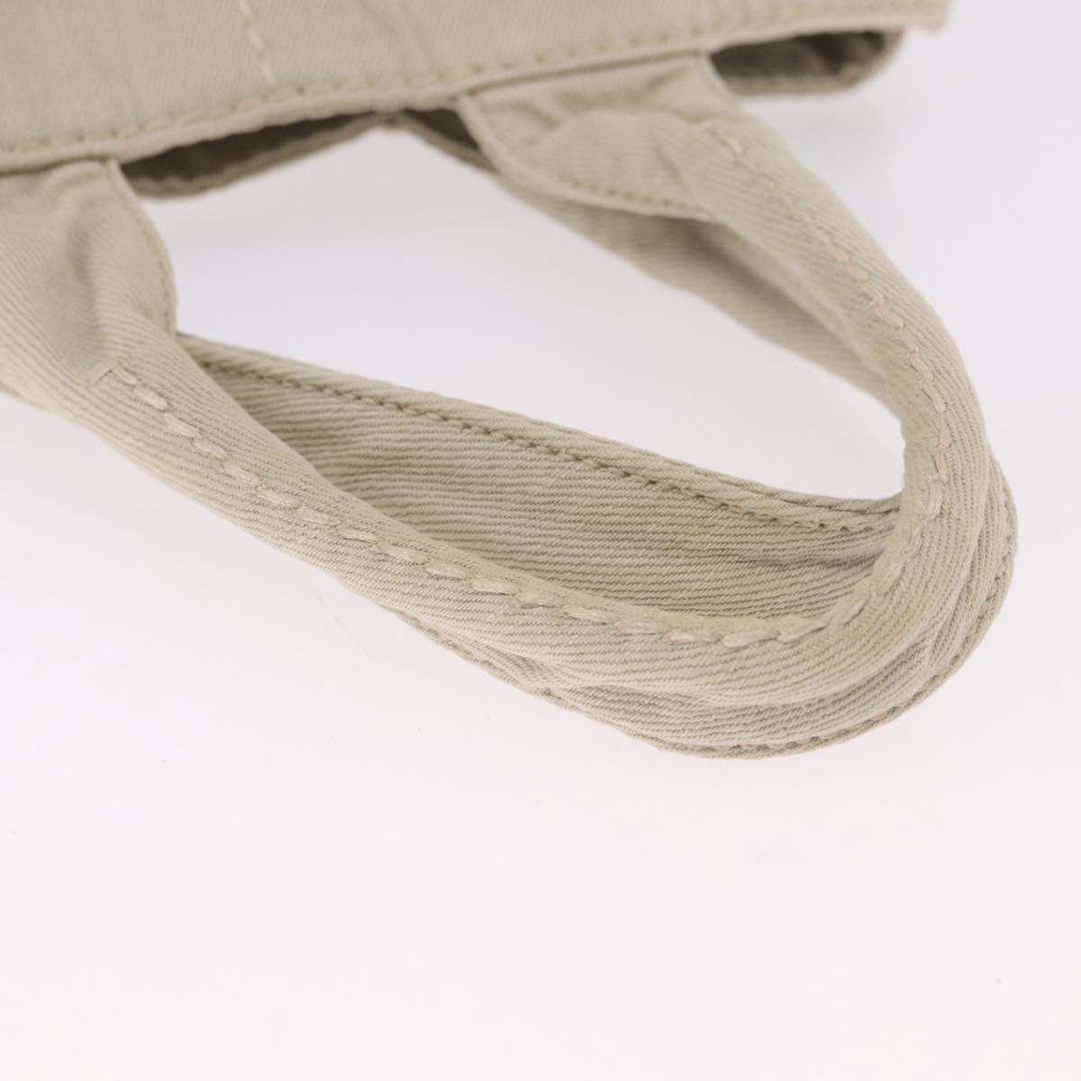 PRADA Canapa MM Hand Bag Canvas Gray Gold Auth ka4948