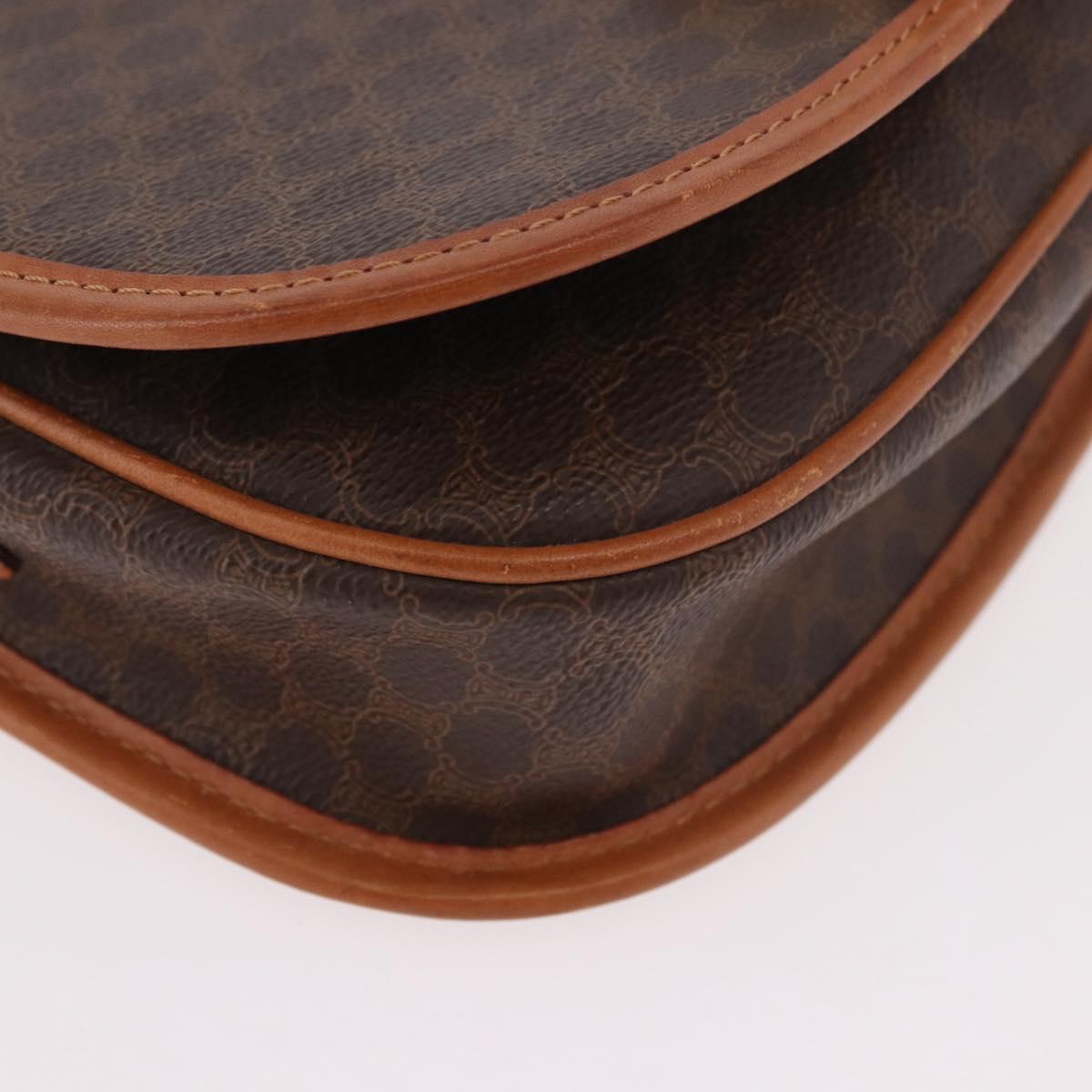 CELINE Macadam Canvas Shoulder Bag PVC Leather Brown Gold Auth ka4949A
