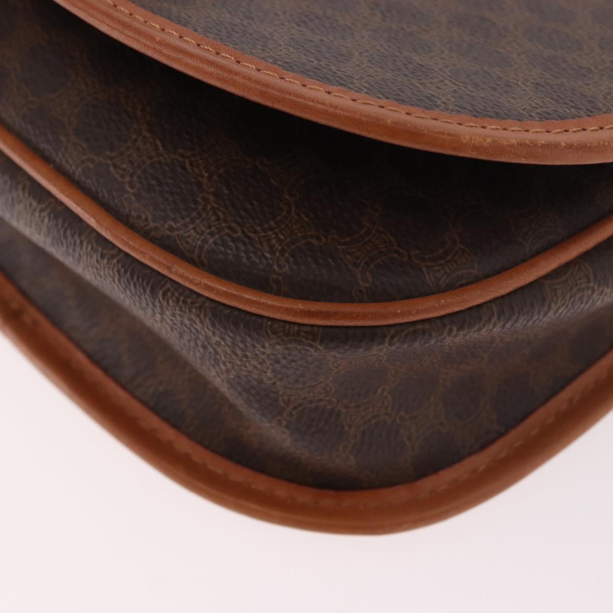 CELINE Macadam Canvas Shoulder Bag PVC Leather Brown Gold Auth ka4949A
