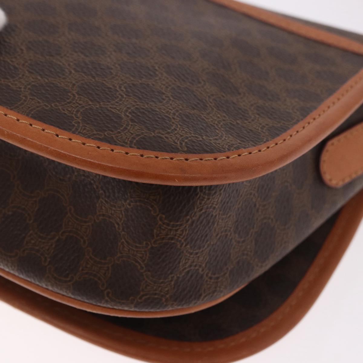 CELINE Macadam Canvas Shoulder Bag PVC Leather Brown Gold Auth ka4949A