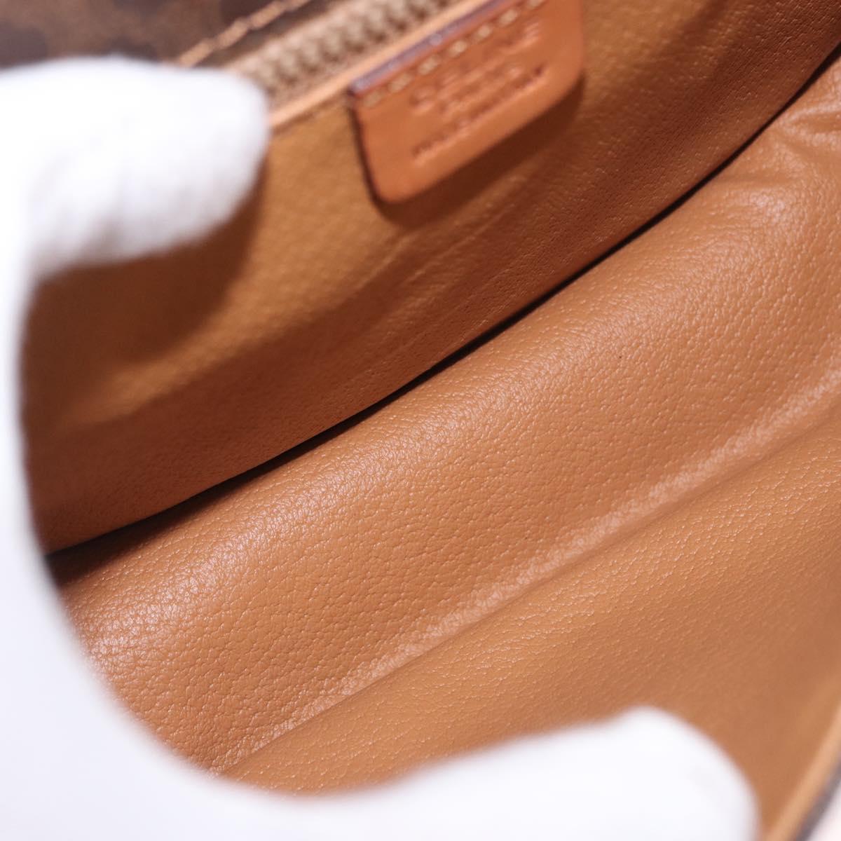 CELINE Macadam Canvas Shoulder Bag PVC Leather Brown Gold Auth ka4949A