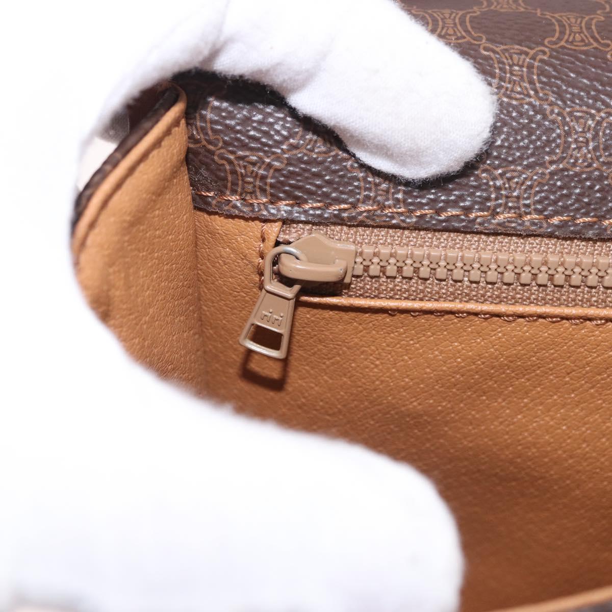 CELINE Macadam Canvas Shoulder Bag PVC Leather Brown Gold Auth ka4949A