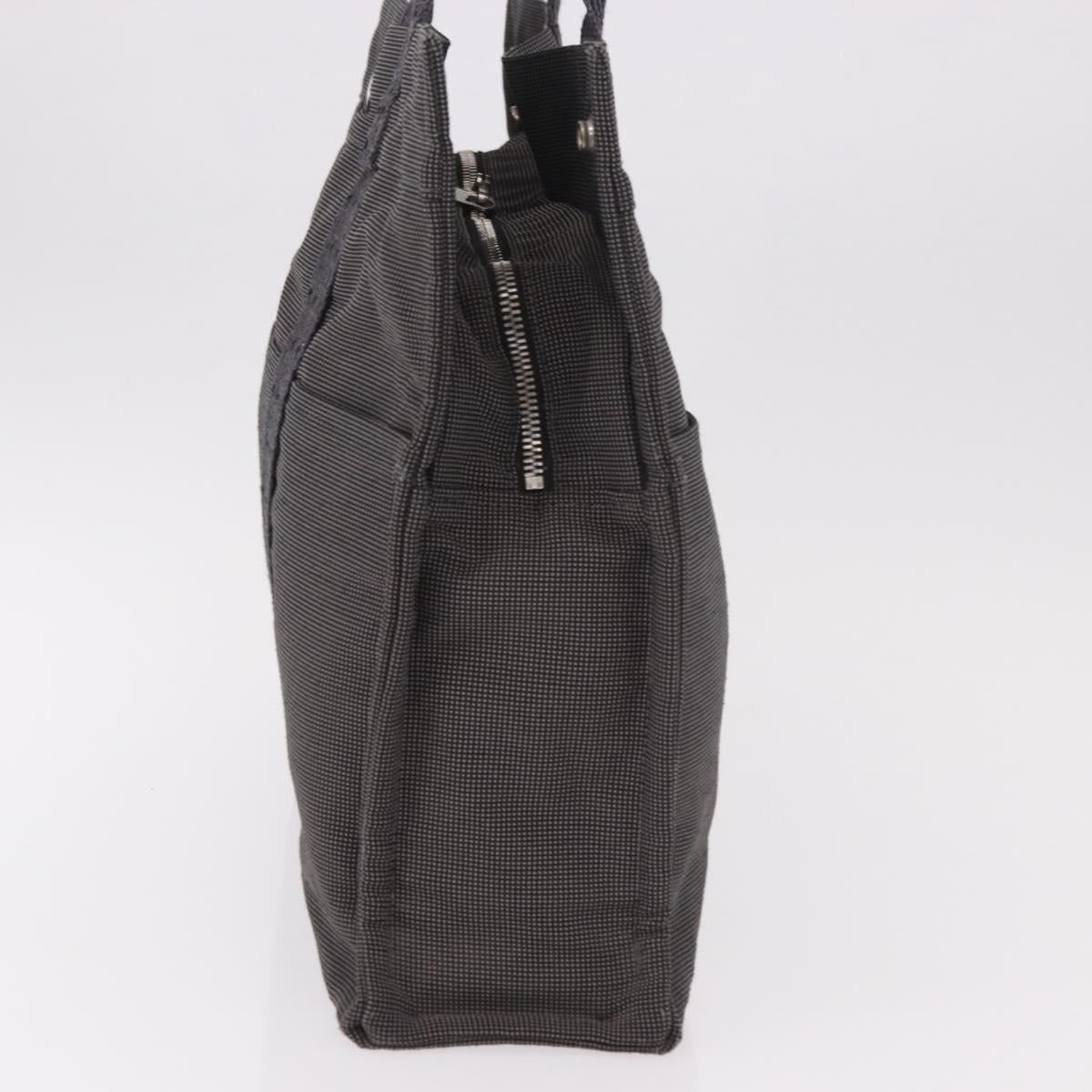 HERMES Her Line Her bag MM Hand Bag Canvas Gray Silver Auth ka4952A