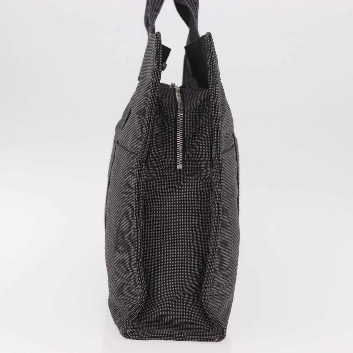 HERMES Her Line Her bag MM Hand Bag Canvas Gray Silver Auth ka4952A