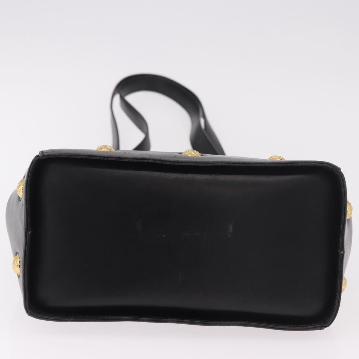Salvatore Ferragamo Shoulder Bag Leather Black Gold Auth ka4956