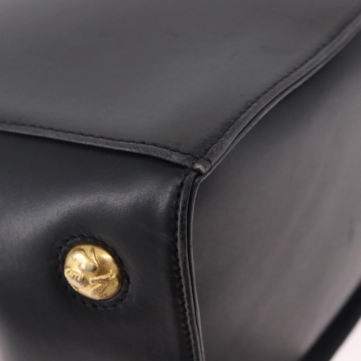 Salvatore Ferragamo Shoulder Bag Leather Black Gold Auth ka4956