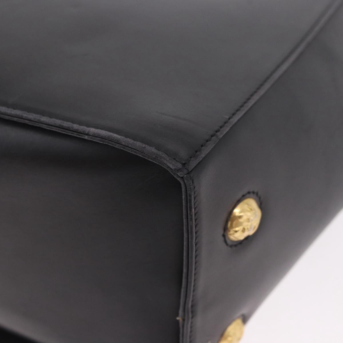 Salvatore Ferragamo Shoulder Bag Leather Black Gold Auth ka4956