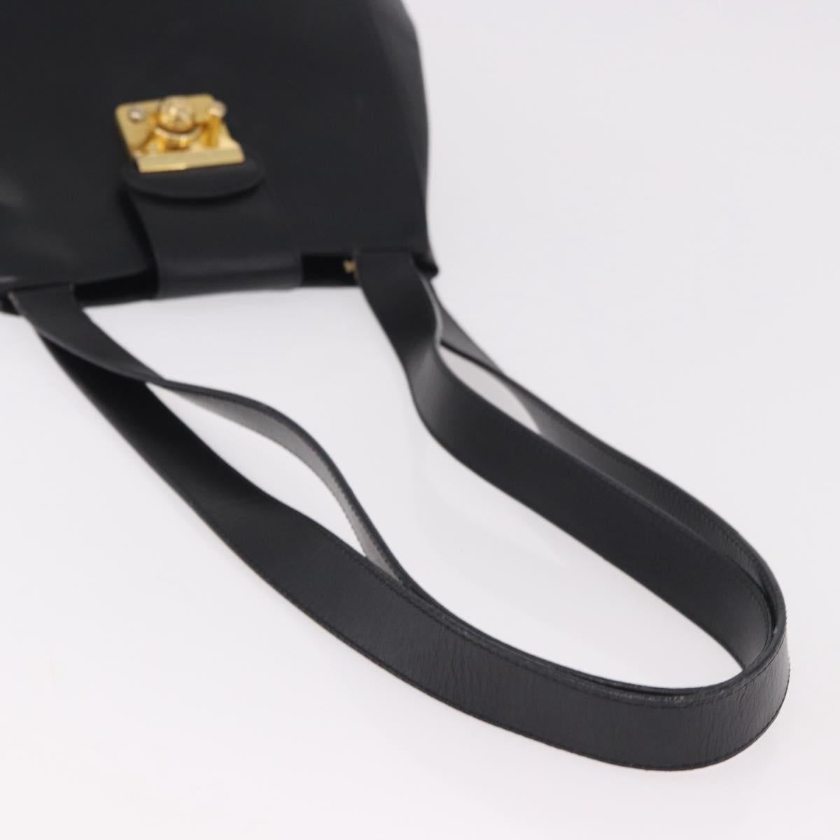 Salvatore Ferragamo Shoulder Bag Leather Black Gold Auth ka4956