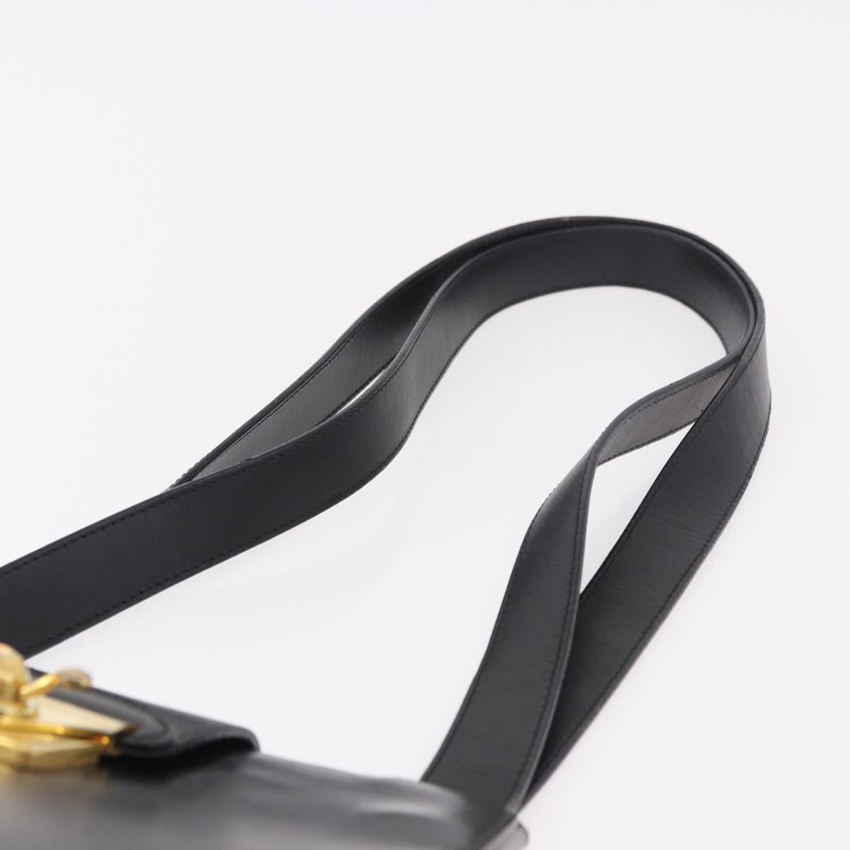 Salvatore Ferragamo Shoulder Bag Leather Black Gold Auth ka4956