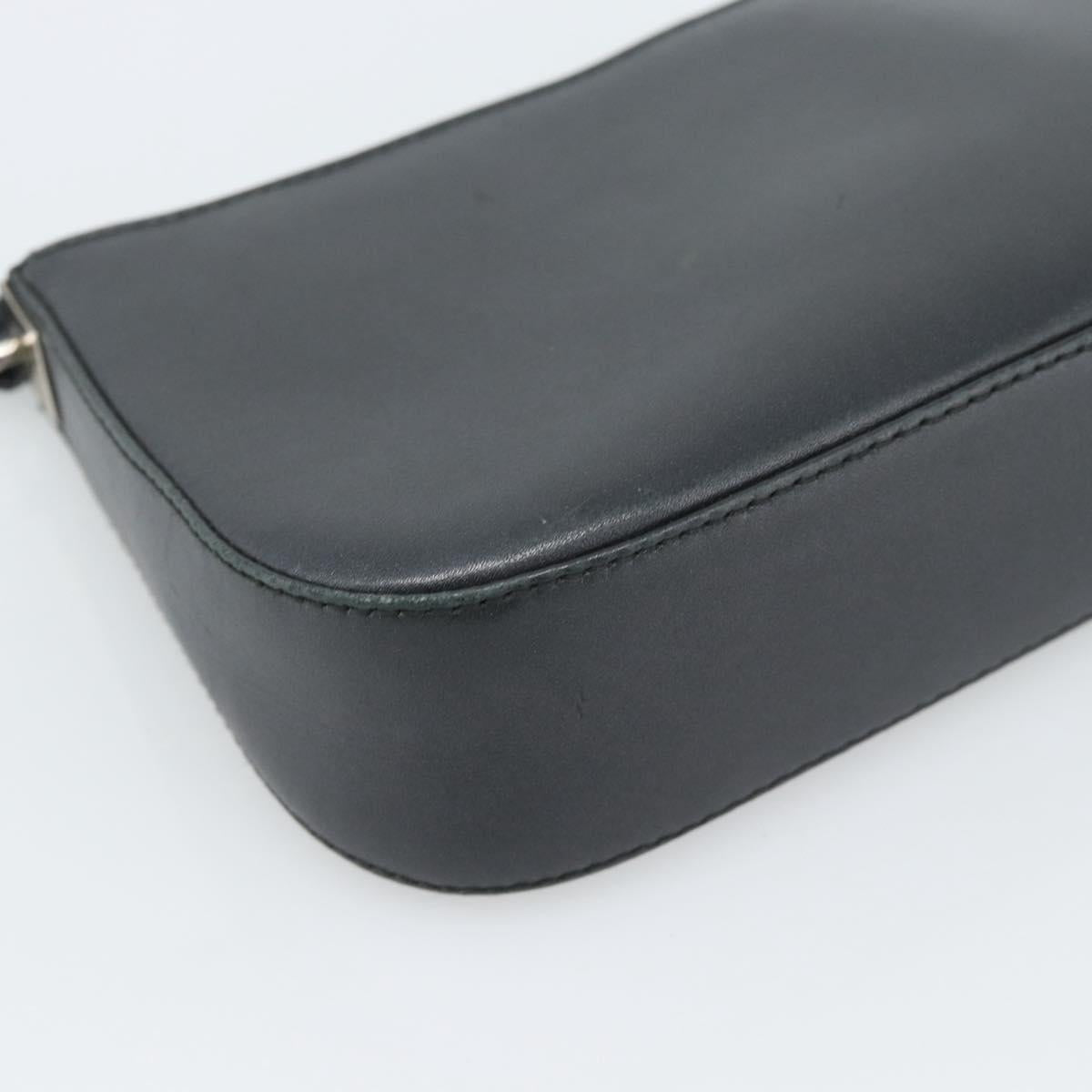 Salvatore Ferragamo Gancini Shoulder Bag Leather Black Silver Auth ka4963