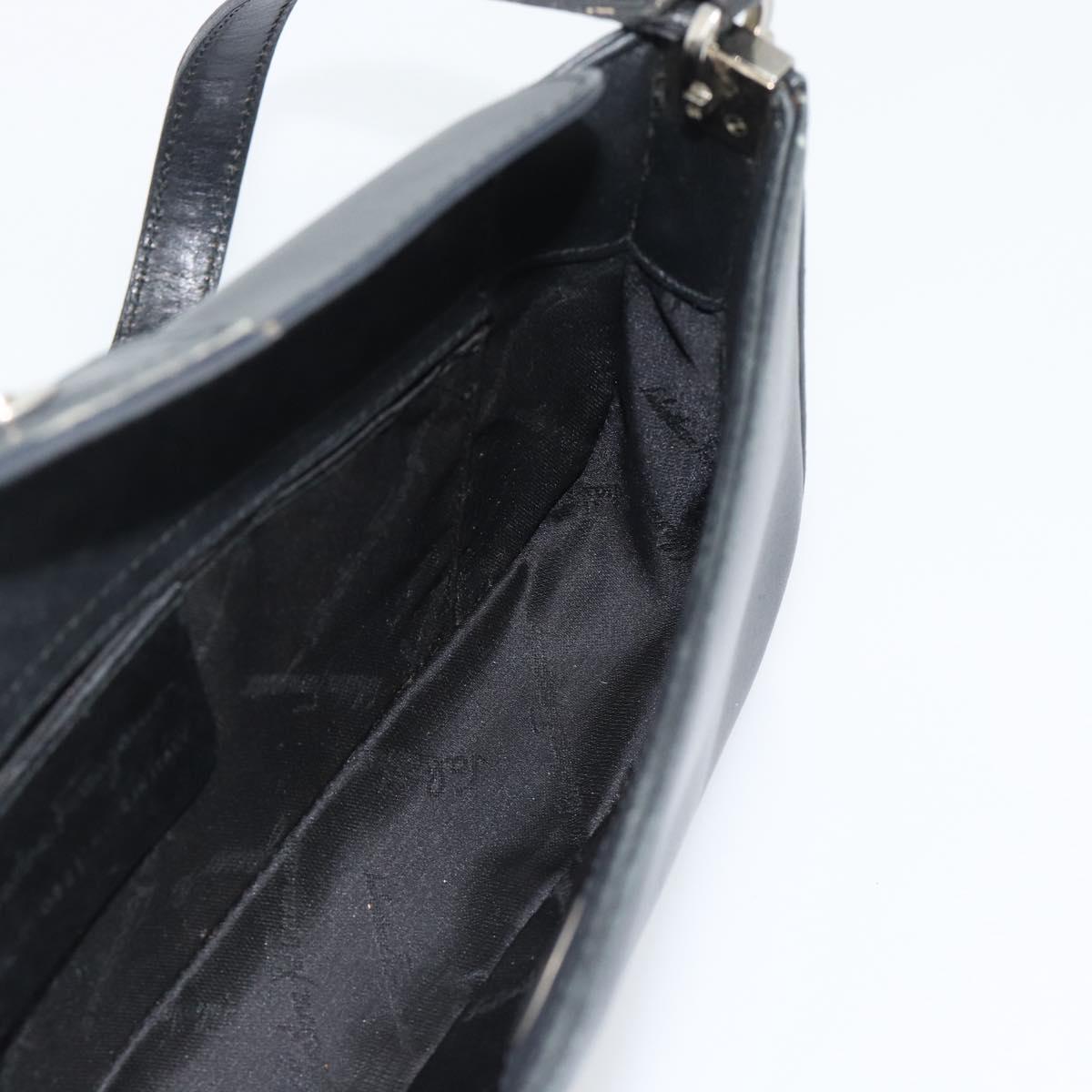 Salvatore Ferragamo Gancini Shoulder Bag Leather Black Silver Auth ka4963