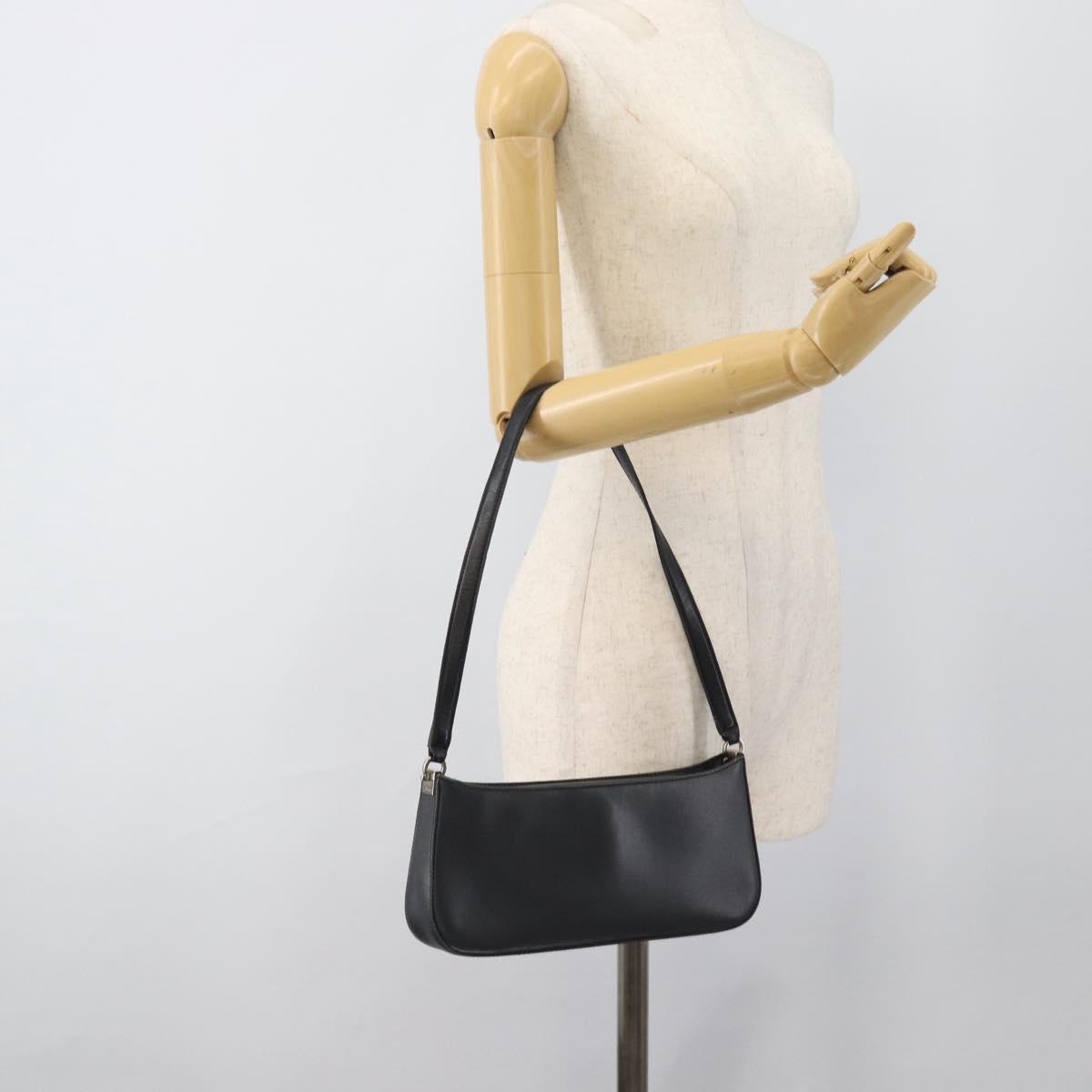 Salvatore Ferragamo Gancini Shoulder Bag Leather Black Silver Auth ka4963
